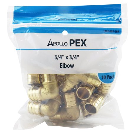 Apollo Pex 3/4 in. Brass PEX Barb 90 Elbow (10-Pack), 10PK APXE3410PK